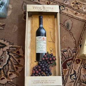 Decorative Wine Bottle Wall Plaque with Grapes